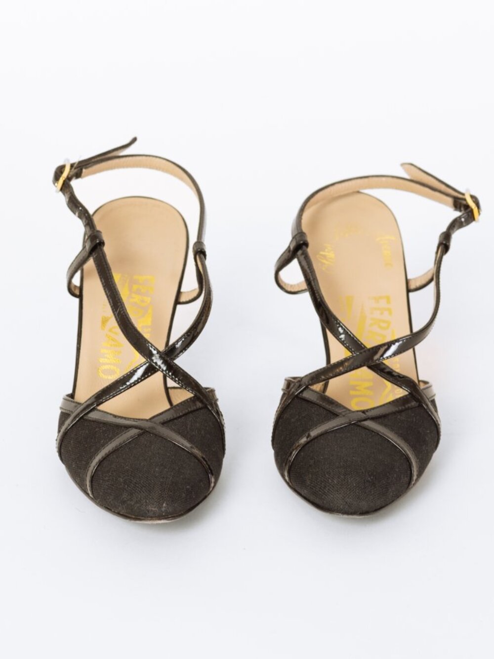 Vintage Ferragamo 90s Black Strappy Slingback Heels - Size 5 - Picture 2 of 6